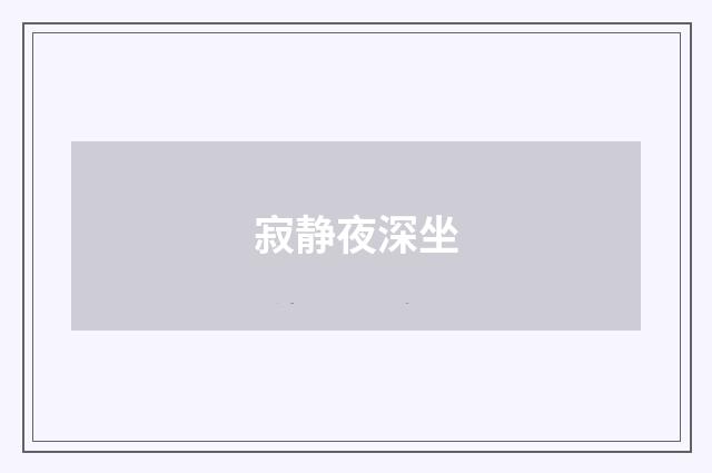 寂静夜深坐