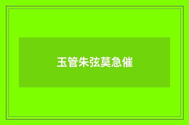 玉管朱弦莫急催
