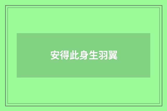 安得此身生羽翼
