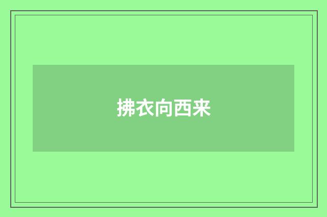 拂衣向西来