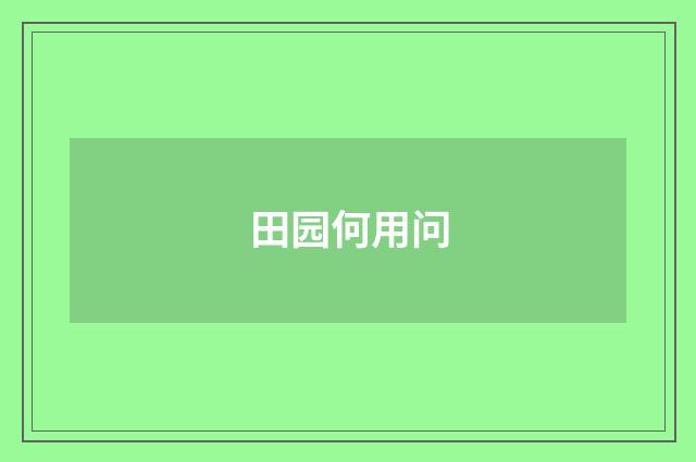田园何用问