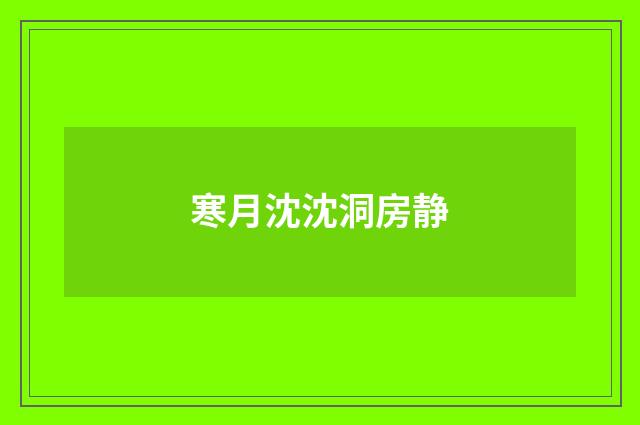 寒月沈沈洞房静