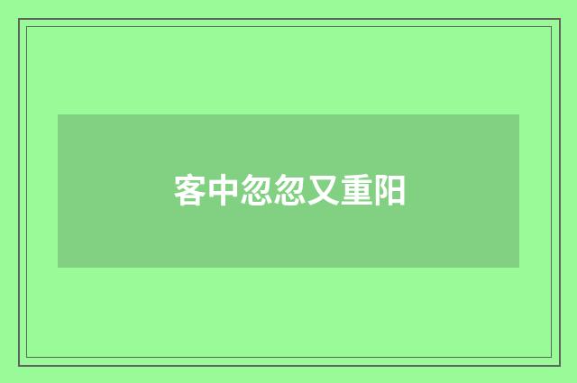 客中忽忽又重阳