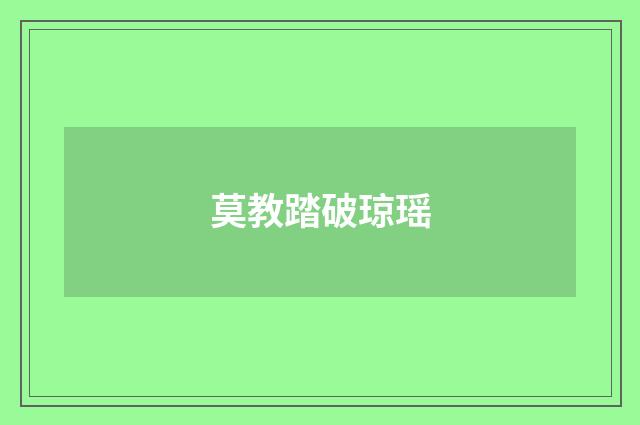 莫教踏破琼瑶