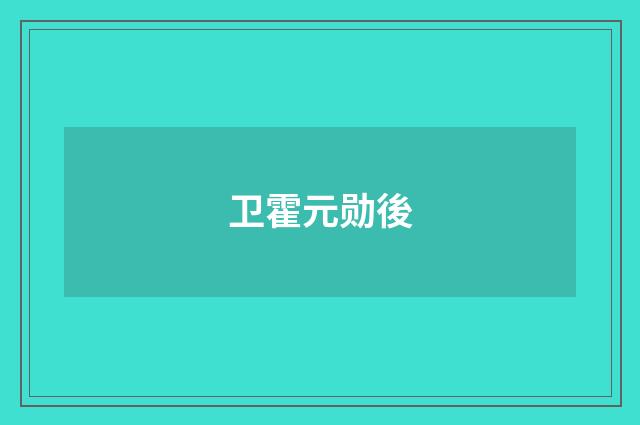 卫霍元勋後