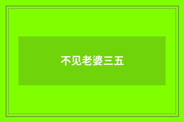 不见老婆三五