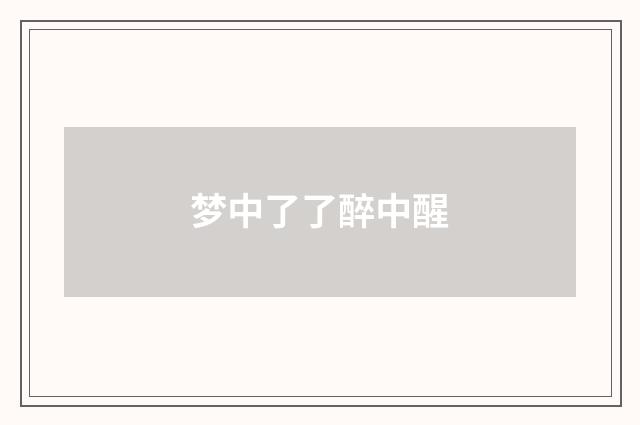 梦中了了醉中醒