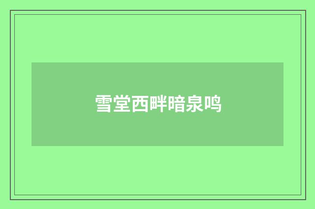 雪堂西畔暗泉鸣