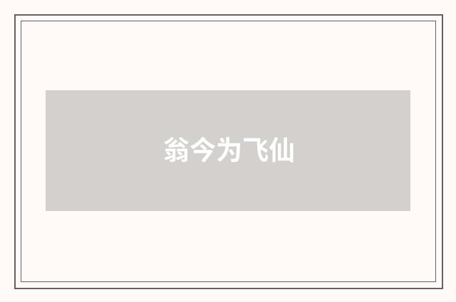 翁今为飞仙