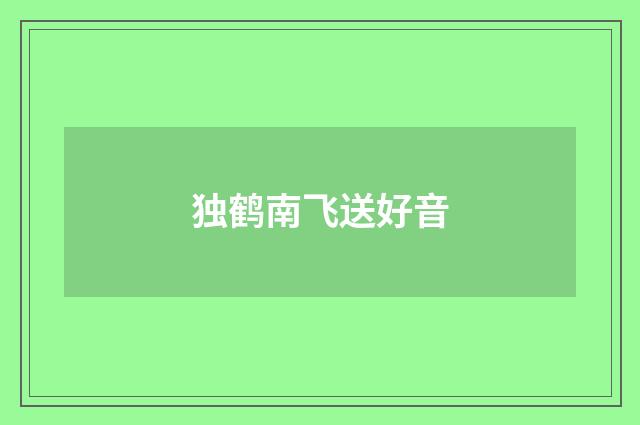 独鹤南飞送好音