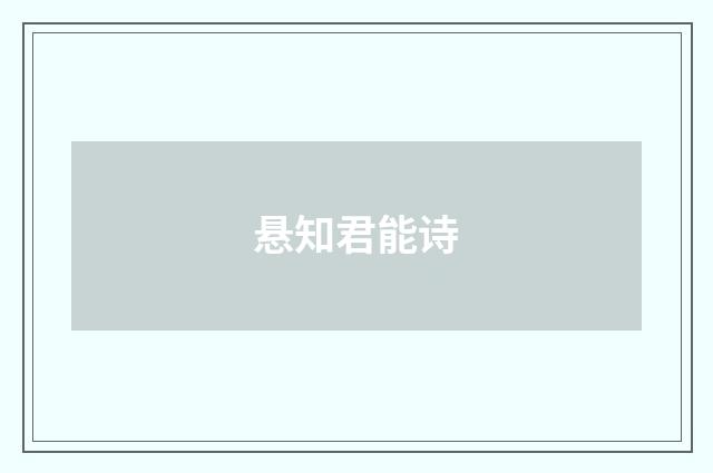 悬知君能诗