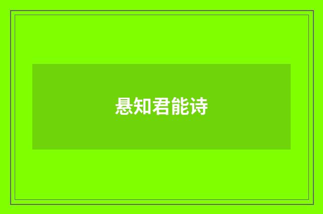 悬知君能诗