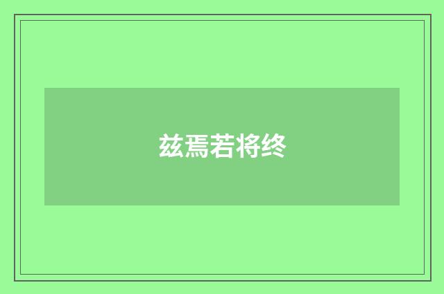 兹焉若将终