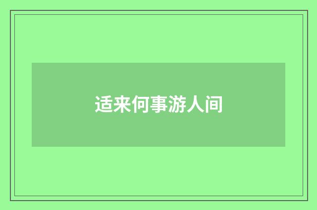 适来何事游人间