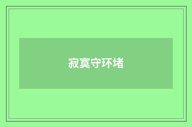寂寞守环堵