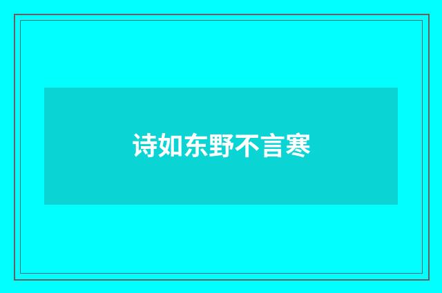 诗如东野不言寒