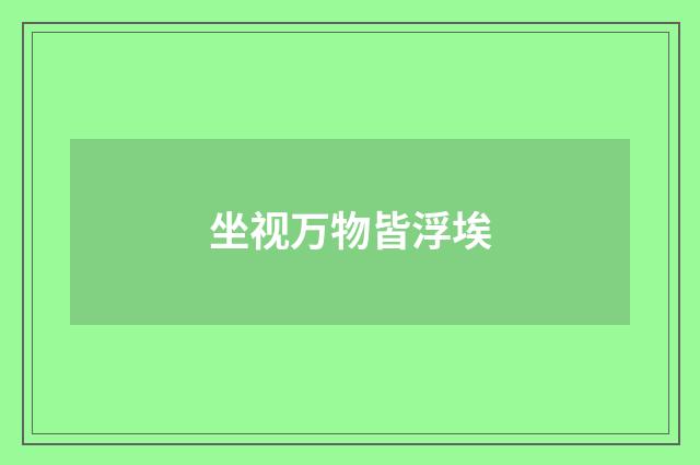 坐视万物皆浮埃