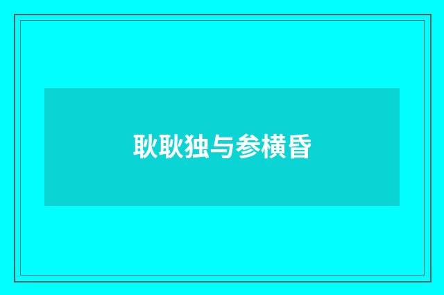 耿耿独与参横昏