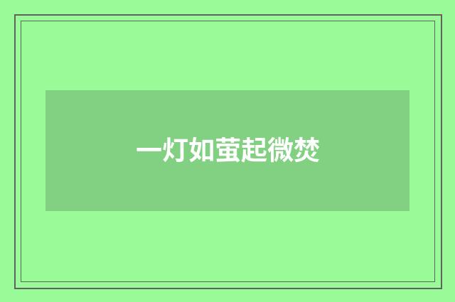 一灯如萤起微焚