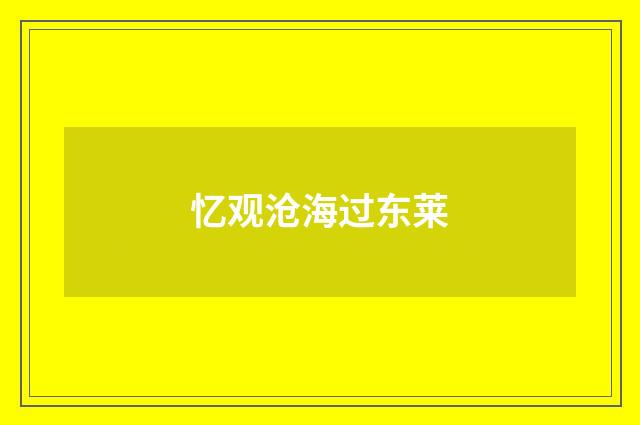 忆观沧海过东莱