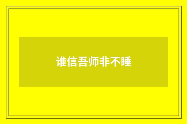 谁信吾师非不睡