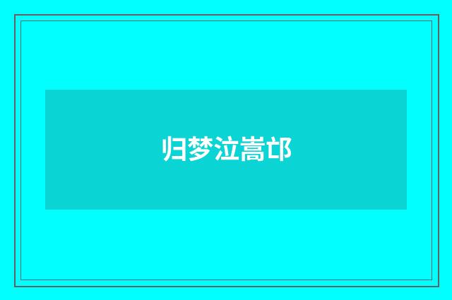 归梦泣嵩邙