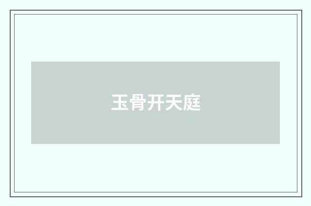 玉骨开天庭
