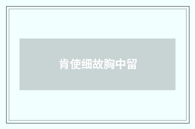 肯使细故胸中留
