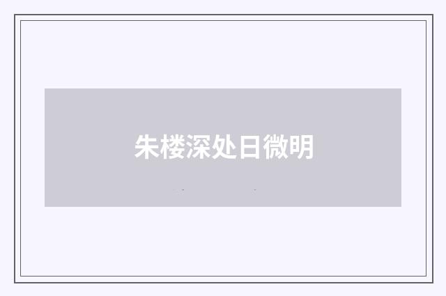 朱楼深处日微明