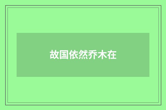 故国依然乔木在