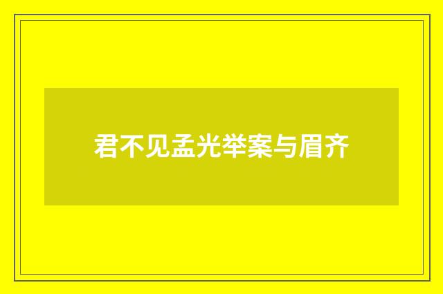 君不见孟光举案与眉齐