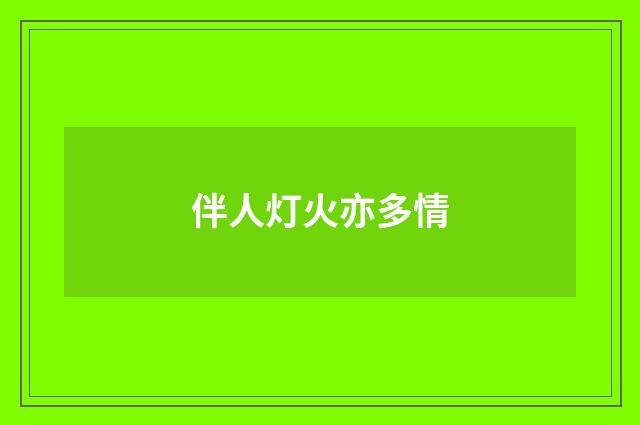 伴人灯火亦多情