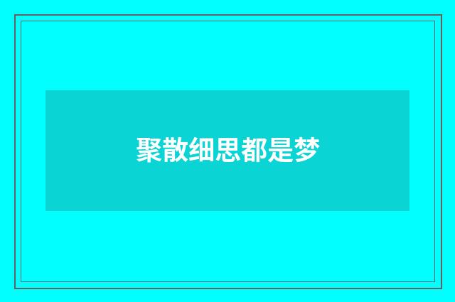 聚散细思都是梦
