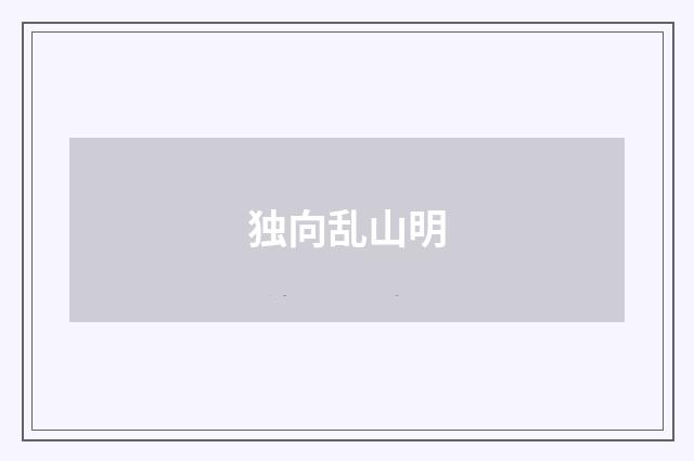 独向乱山明