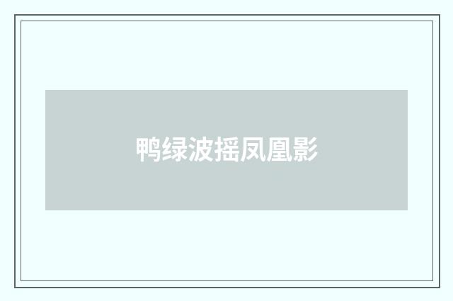 鸭绿波摇凤凰影