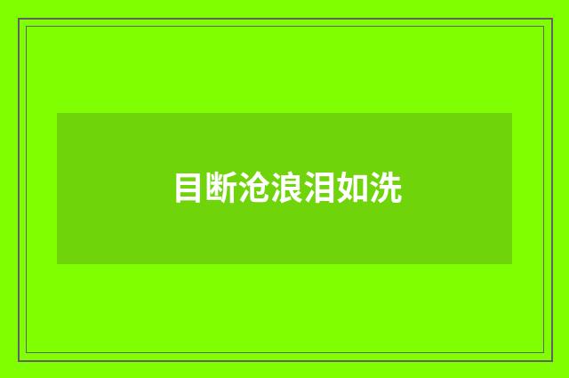目断沧浪泪如洗