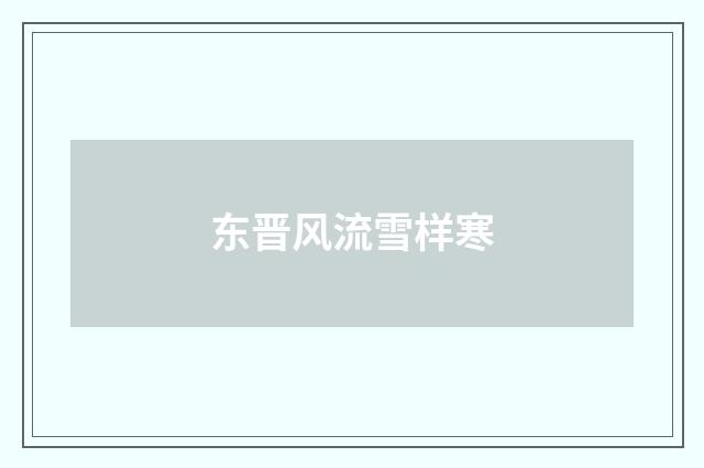 东晋风流雪样寒