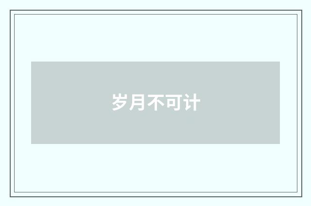 岁月不可计
