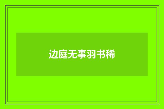边庭无事羽书稀