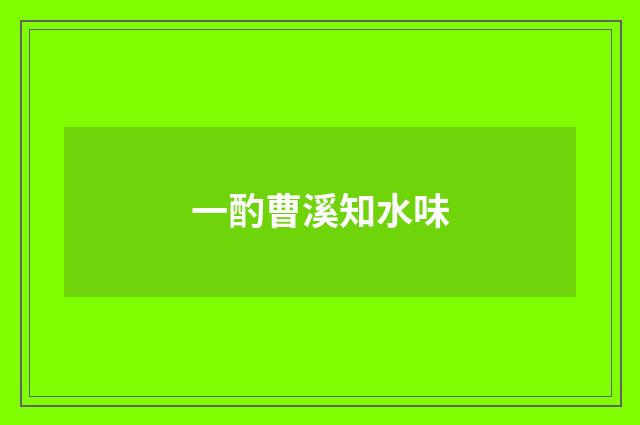 一酌曹溪知水味