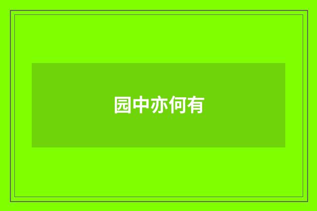 园中亦何有