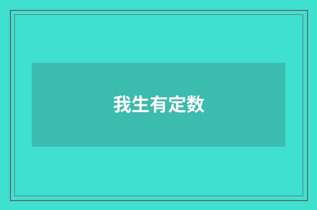 我生有定数
