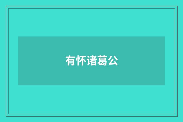 有怀诸葛公