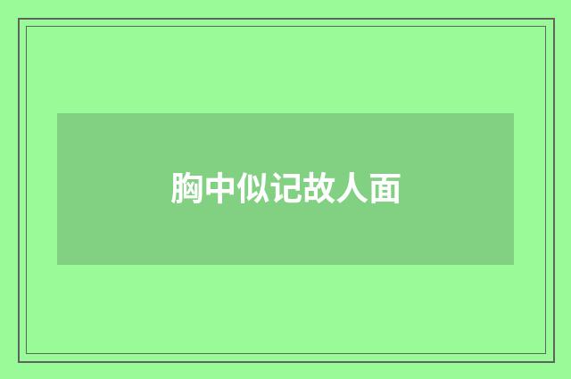 胸中似记故人面