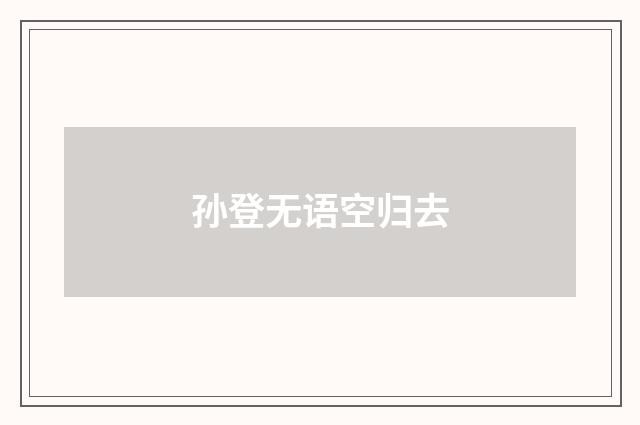孙登无语空归去