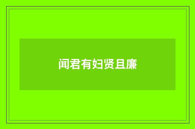闻君有妇贤且廉
