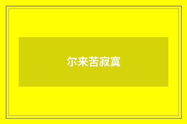 尔来苦寂寞