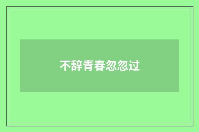 不辞青春忽忽过