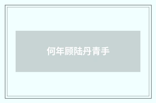 何年顾陆丹青手