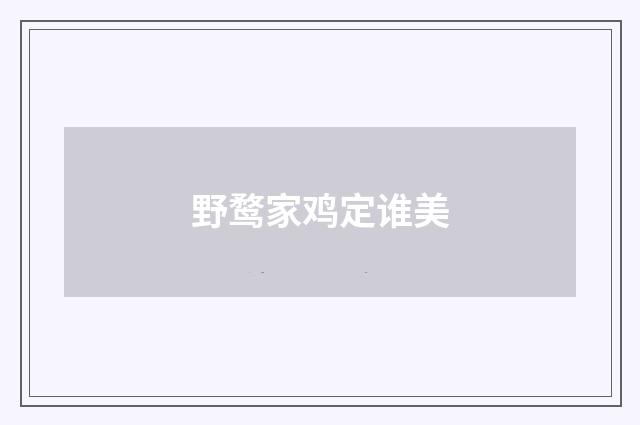 野鹜家鸡定谁美